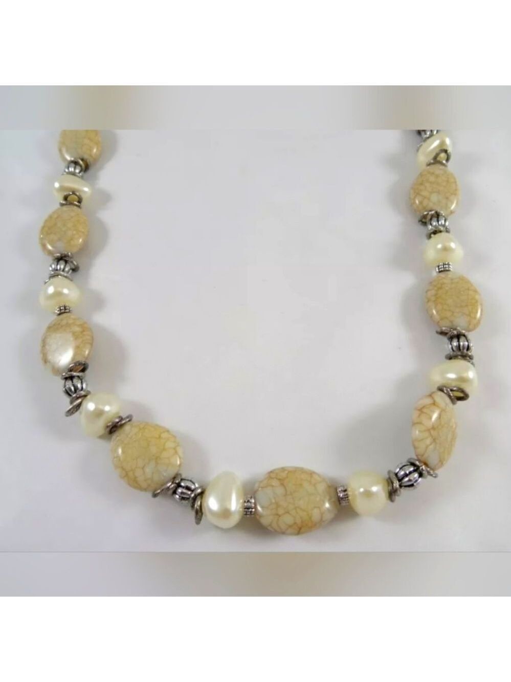 Chico's Long Marlbled Bead Necklace NWT 32"